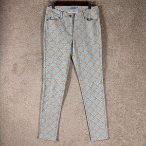 J‎ Mclaughlin Lexi Skinny Jeans Women's Size 2 Blue Bamboo Print Mid Rise Pants